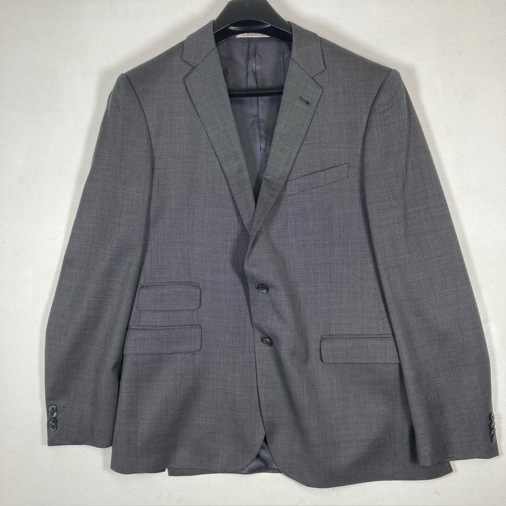 Joseph Abboud Tollegno 1900 Wool Extreme Slim Fit Black Blazer Coat USA 44L